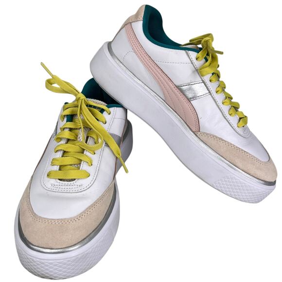 Puma Oslo Maja OQ Women’s Sneaker White Pink Green 8 - Picture 1 of 11